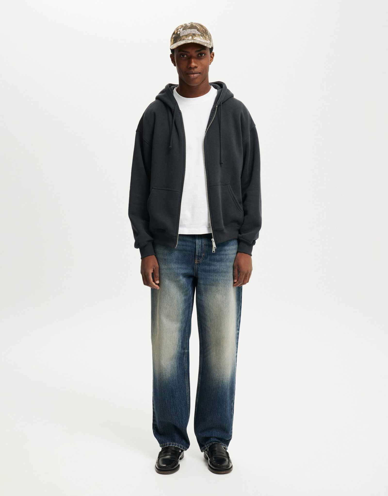 Мешковатые джинсы из хлопка статичного синего цвета