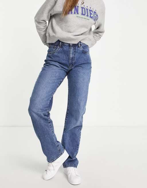 Cotton On - Baggy jeans met rechte pijpen in blauw met donkere wassing 