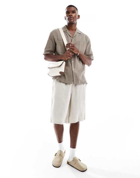 Cotton On baggy linen shorts in oatmeal - view 1