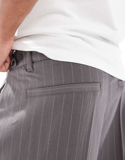 Cotton On baggy pleated pants in charcoal pinstripes, 3 of 5