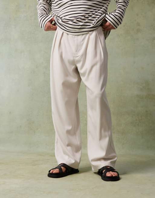 Cotton On baggy pleated pants in stone