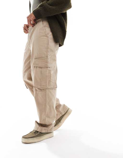 Cotton On baggy style pocket utility pants in light camel ripstop