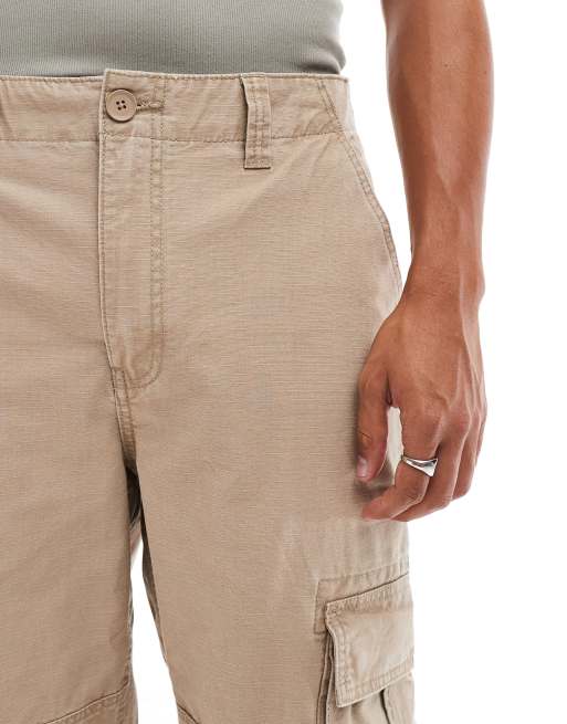 Cotton On baggy style pocket utility pants in light camel ripstop