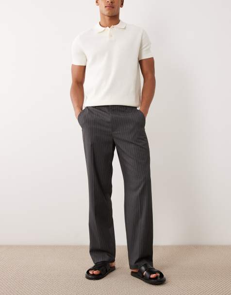 Cotton On baggy tailored pleated pants in charcoal pinstripe - view 1