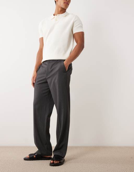 Cotton On baggy tailored pleated pants in charcoal pinstripe, 3 of 5