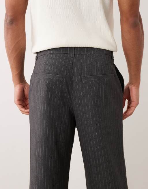 Cotton On baggy tailored pleated pants in charcoal pinstripe, 5 of 5