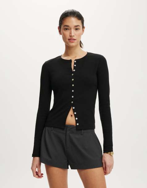 Cotton  On Bailey button detail cardi in black - view 1