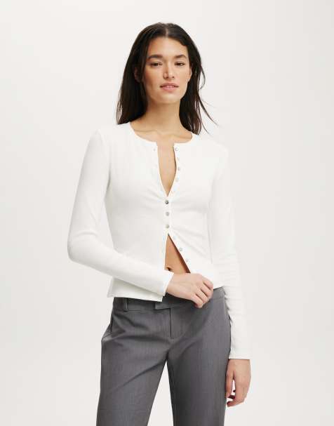 Cotton On Bailey button detail cardi in white  - WHITE - view 1