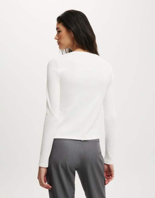 Cotton On Bailey button detail cardi in white  - WHITE