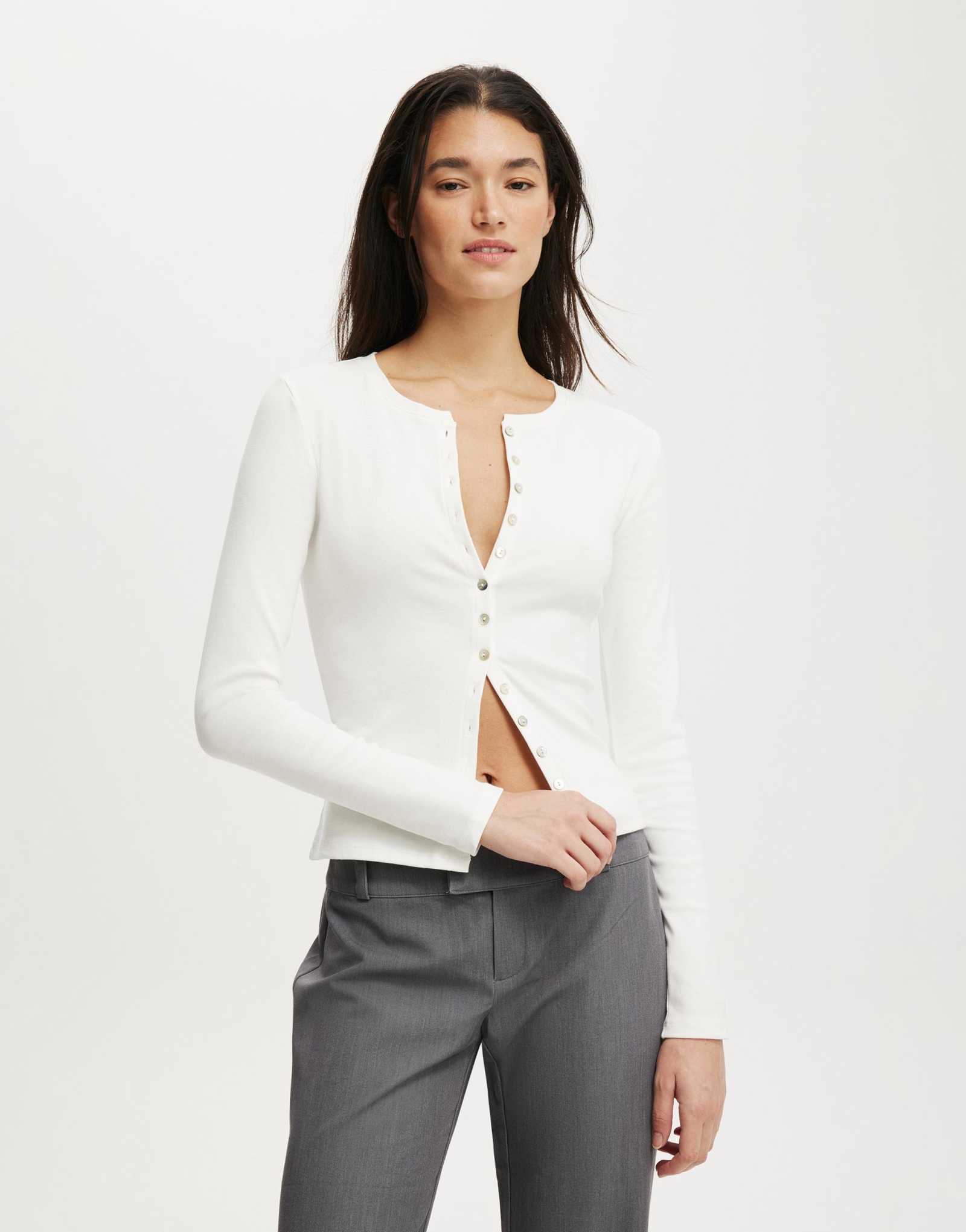 Модель cardi из хлопка с пуговицами Bailey белого цвета