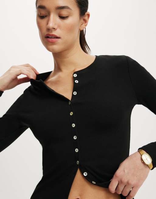 Cotton On – Bailey – Zapinany na guziki czarny kardigan, 2 z 4