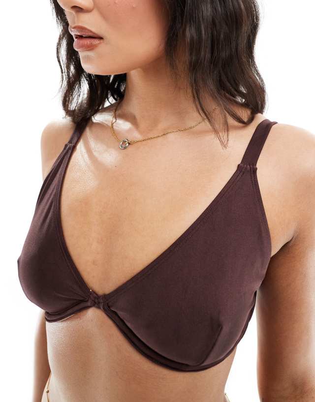 Cotton:On - Cotton On balconette bra bikini top in brown shimmer