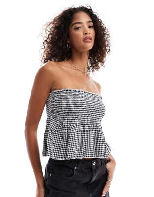 Cotton On Cotton On bandeau gingham top in black gingham