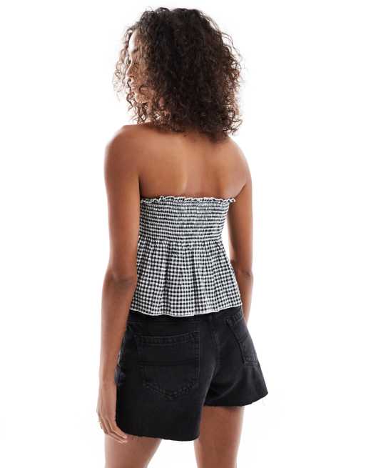 Cotton On bandeau top in black gingham, 4 of 4