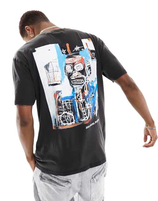 Cotton On Basquiat boxy T shirt with back art print in black