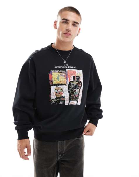 Cotton On - Basquiat - Felpa comoda nera con stampa artistica - view 1