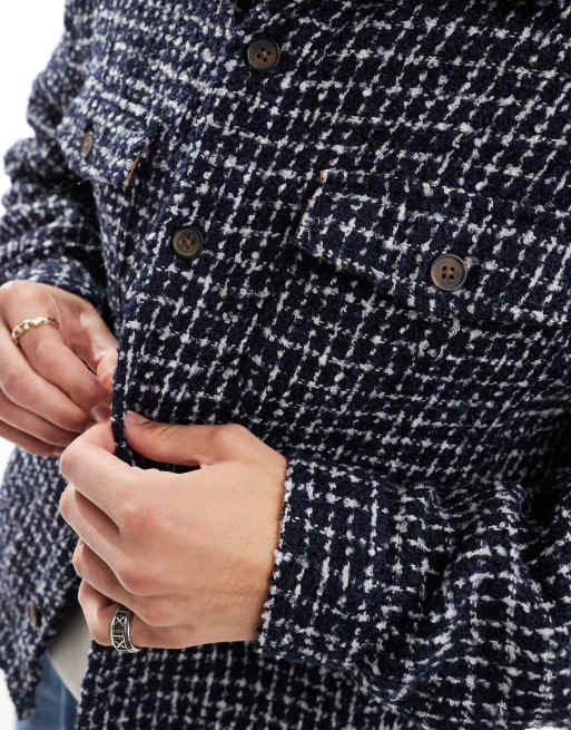 Cotton On – Beckley – Hemdjacke in Marineblau mit Gittermuster, 3 von 4