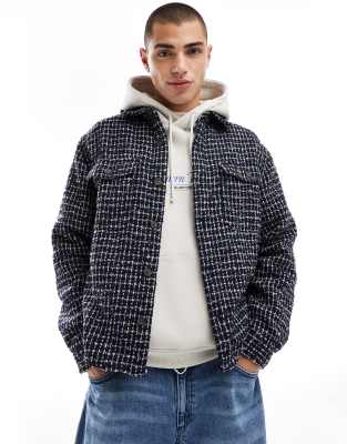 Cotton:on Cotton On Beckley Overshirt In Navy Grid