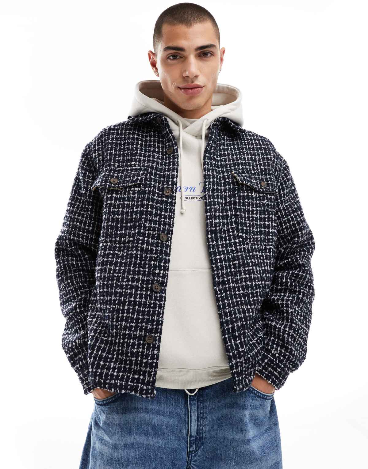 Cotton On beckley overshirt in navy grid
