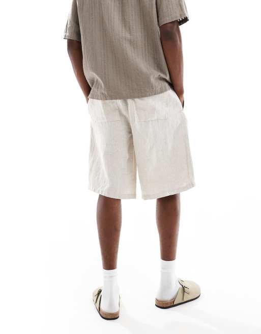 Cotton On – Beige, baggy linneshorts, 4 av 5