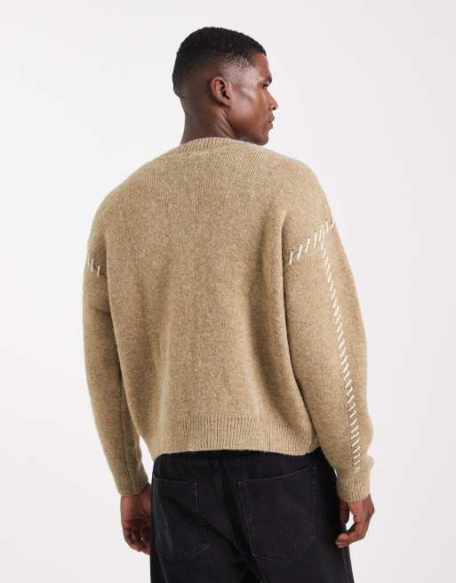 Cotton On – Beige, stickad kofta i boxig passform, 3 av 5