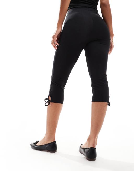 Cotton On bella capri pants with bow deail in black