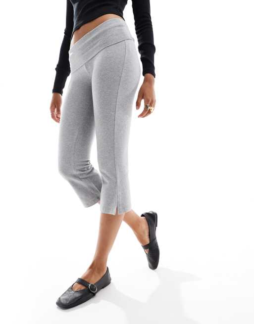 Cotton On – Bella – Caprihose in Grau meliert mit umgeschlagenem Bund