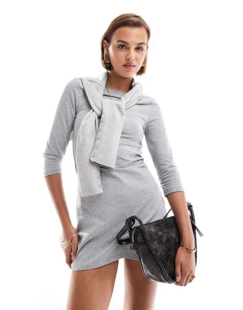 Cotton On - Bella - Robe courte à manches trois-quarts - Gris - view 1
