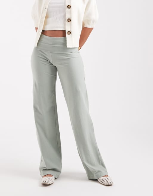 Cotton  On Bella straight leg pant in green 