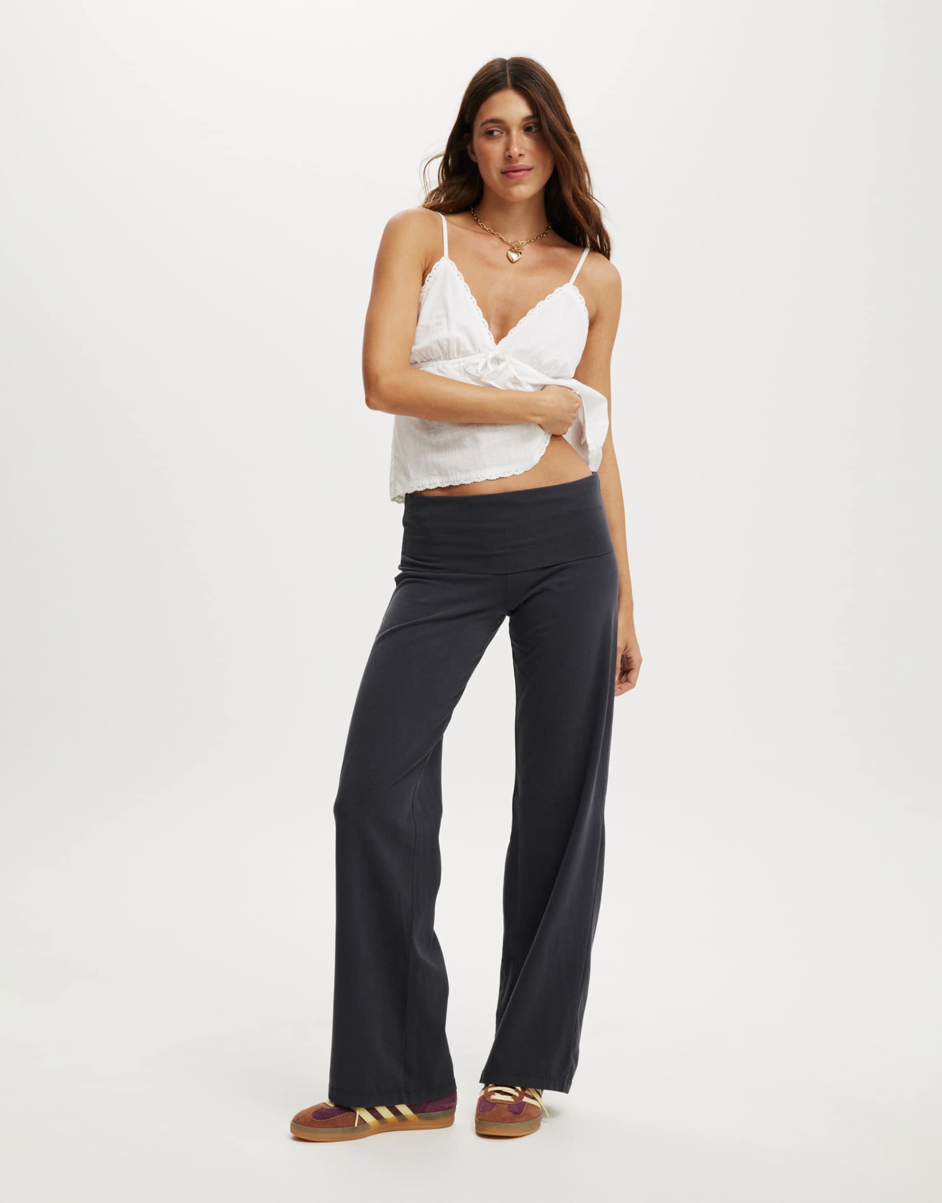 cotton on bella straight leg pants in charcoal