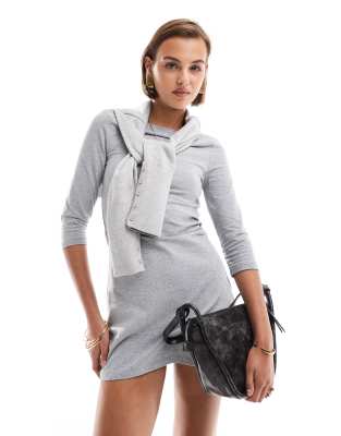 Cotton:On Cotton On Bella three-quarter length sleeve mini dress in gray