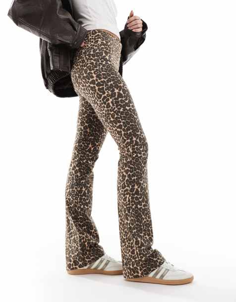Cotton On bella turnover bootleg pants in leopard print - MULTI - view 1