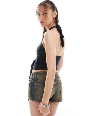 Cotton:on Cotton On Belt Detail Halter Top In Black