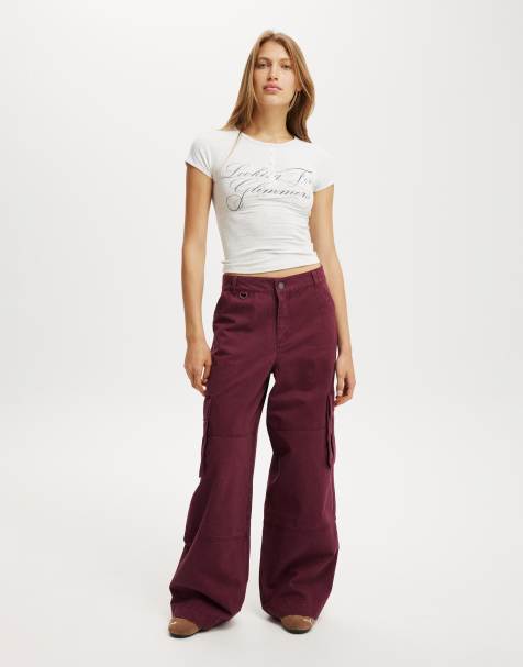 Cotton  On Benny cargo pant in burgundy - view 1