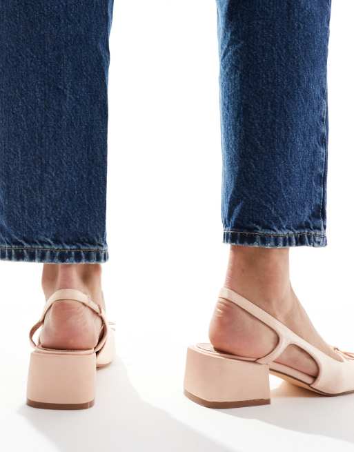 Cotton On Betty ballet pumps with block heel in pink satin, 2 of 4
