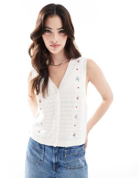 Cotton On button down vest in porcelain