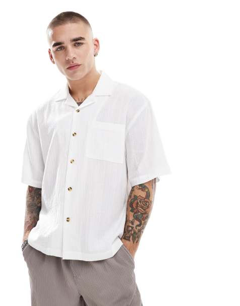 Cotton On cheesecloth short sleeve box fit shirt in white