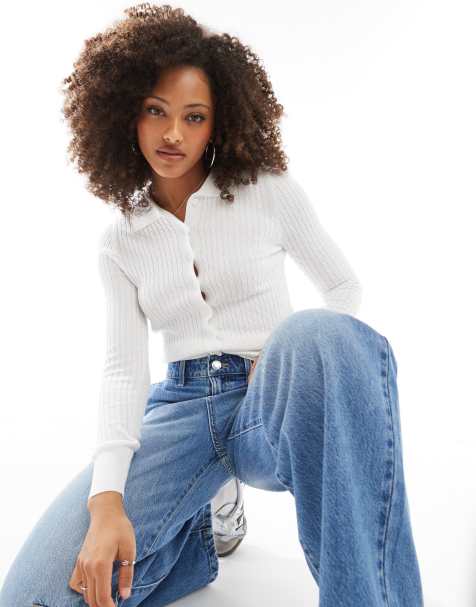 Cotton On – Biała zapinana na guziki koszulka polo z dżerseju - view 1