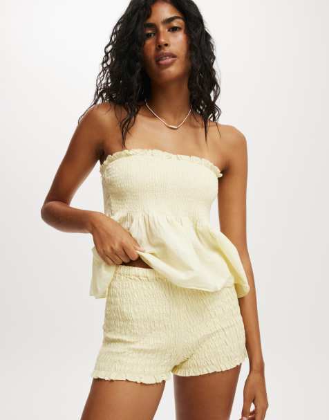 Cotton On Billie shirred tube top in yellow - view 1