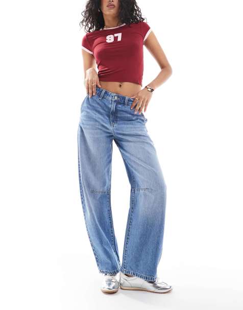 Cotton On - Blå jeans med tøndeformede ben - view 1