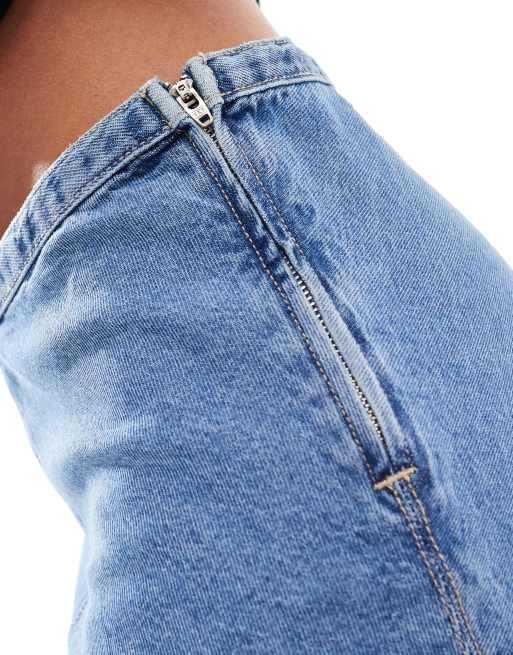 Cotton On – Blå jeanskjol i midilängd, 4 av 5