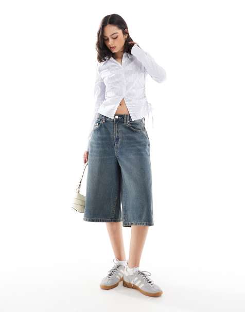Cotton On – Blå jeansshorts i lång 90-talsstil - view 1