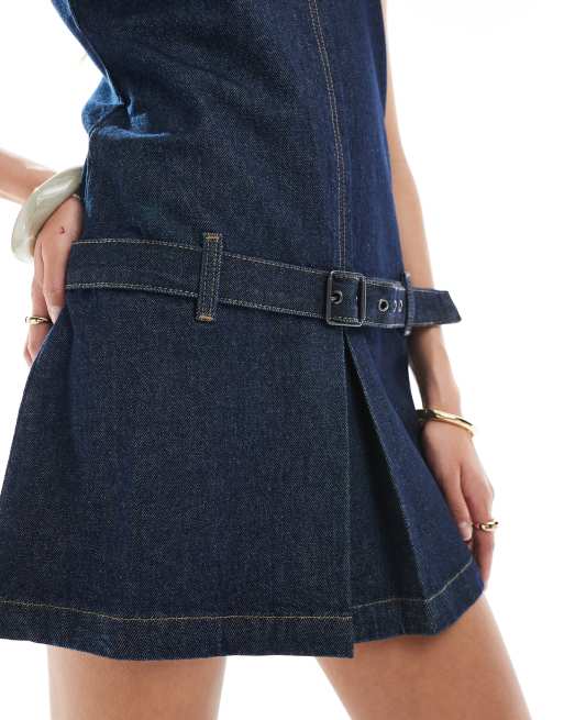 Cotton On – Blå miniklänning i denim med dekorativ söm, 3 av 4