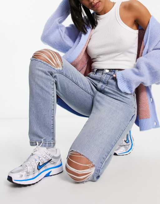 Cotton On - Blå mom-jeans med stretch og flænser på knæene , 4 af 5