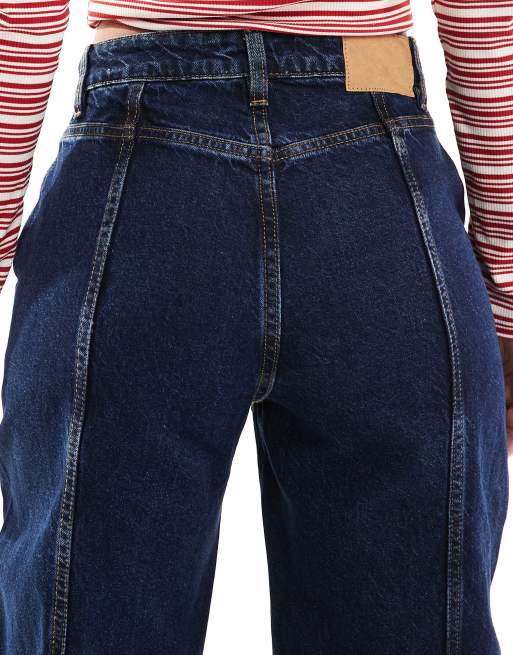 Cotton On – Blå, tvättade jeans med dekorativ söm och vida ben, 5 av 5