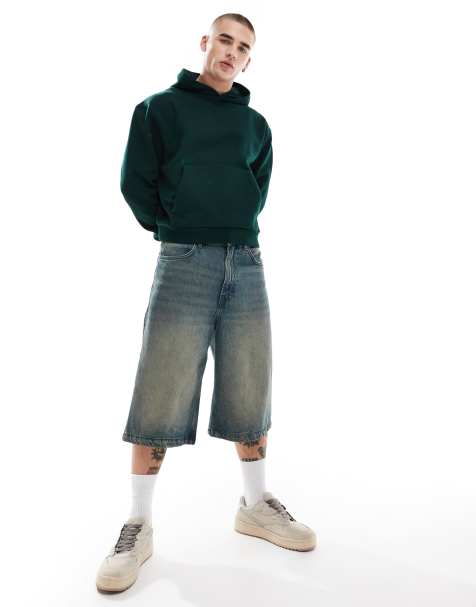 Cotton On – Blå, tvättade, superbaggy shorts i lång modell och Y2K-stil - view 1