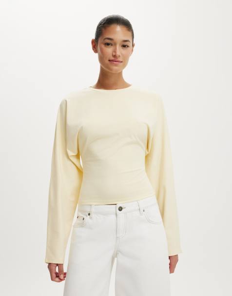 Cotton On Blair batwing cinched long sleeve top in yellow - view 1