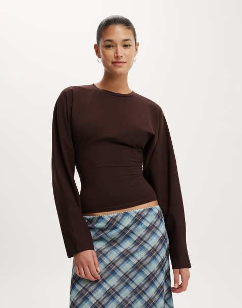 Cotton On Blair batwing long sleeve in brown - view 1
