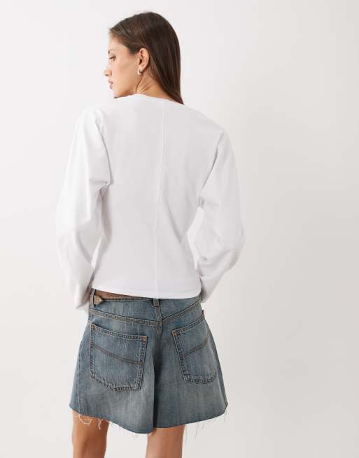 Cotton On Blair batwing long sleeve top in white, 2 of 4