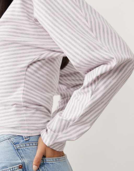 Cotton On - Blair - Top a maniche lunghe con maniche a pipistrello e stampa a righe sottili, 2 di 4
